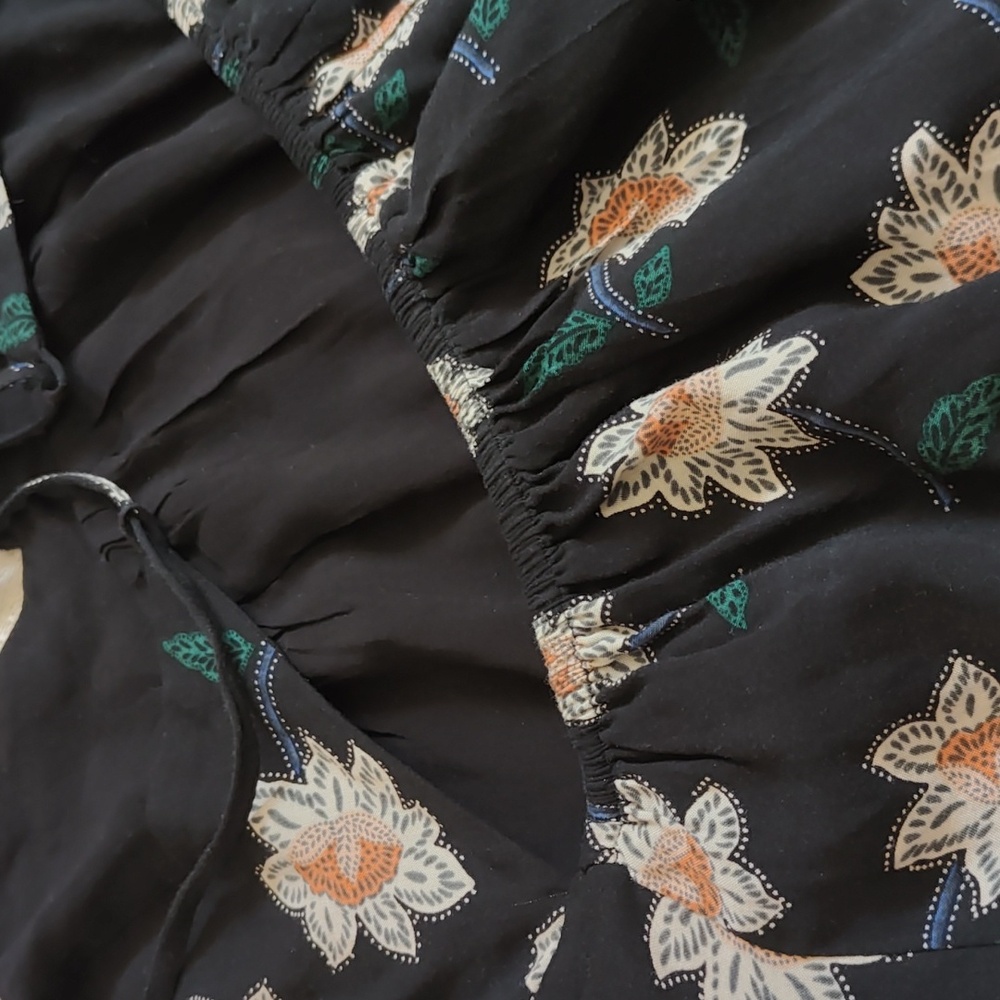 Talula Black Floral Midi Dress with Cream & Green Accents - Picture 8 of 8